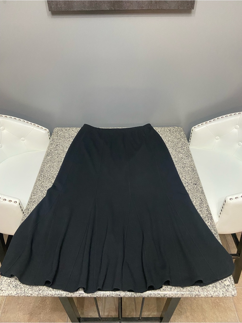 EILEEN FISHER Womens Long Black Trumpet Skirt Italian Wool Blend Flare Maxi L - Picture 3 of 15